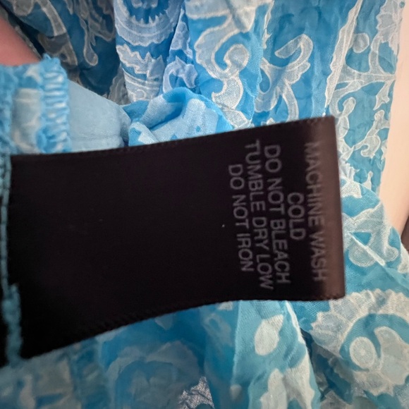 NWT Avenue lightweight Light Blue Paisley button up  Shirt.  size 26/28 - Picture 4 of 8